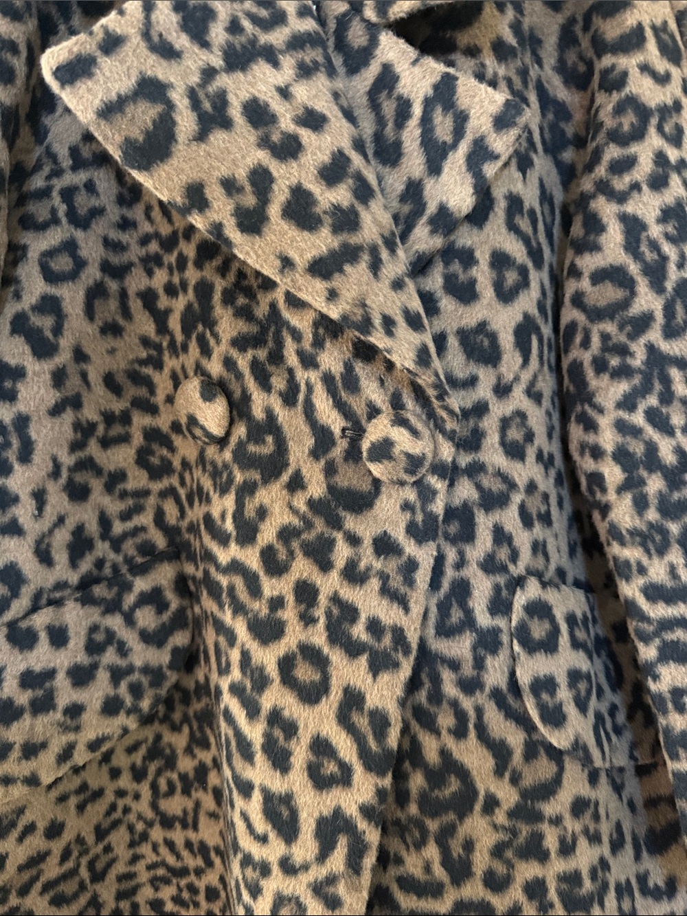 Tuckernuck Leopard Print Wool-Blend Coat - Brown/Black - Picture 3 of 5